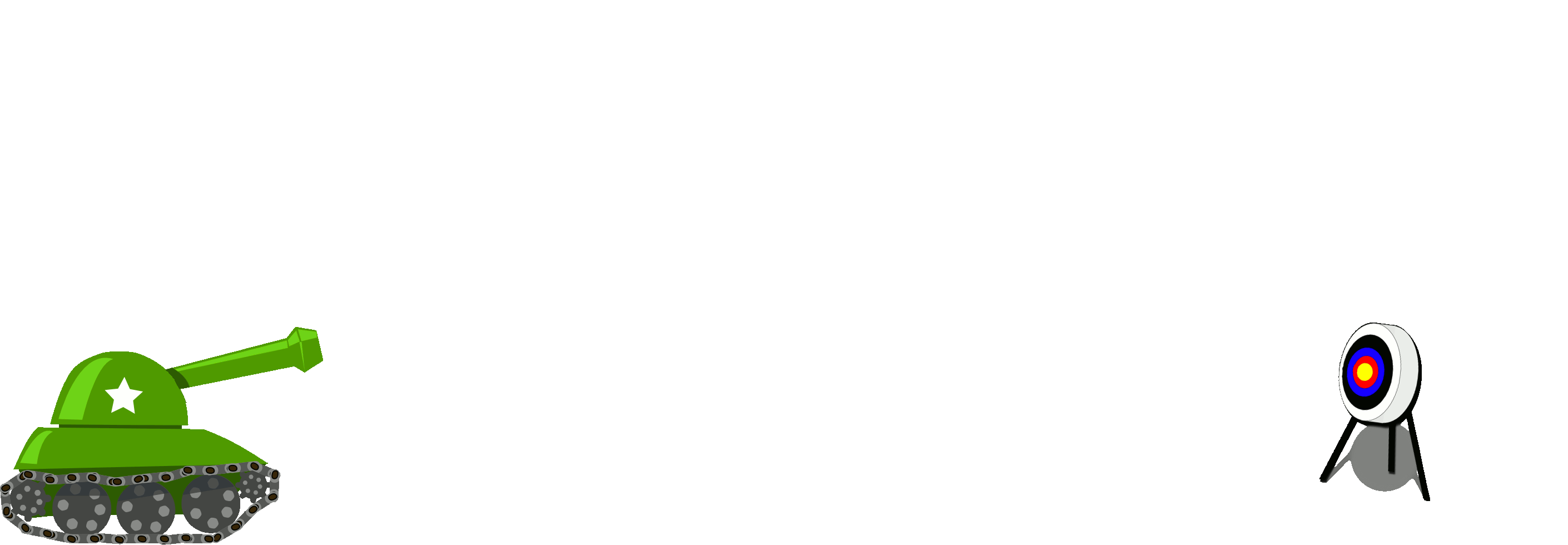 Cartoon of a tank aiming at a target.