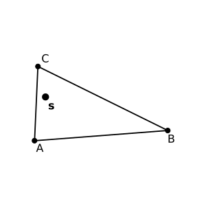 Diagram of a point in a triangle.